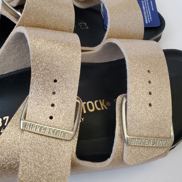 New Birkenstock Arizona Glitter Gold Sandals - Picture 3 of 8